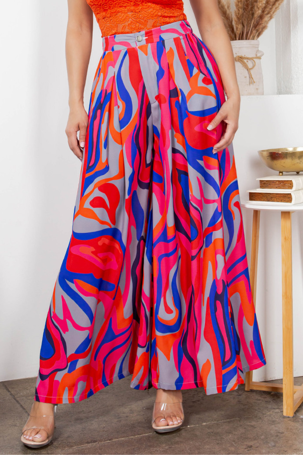 OP-4447 ABSTRACT PRINT WIDE LEG PANTS 6 PIECES 2/S 2/M 2/L