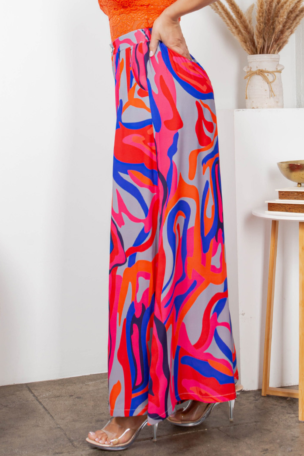 OP-4447 ABSTRACT PRINT WIDE LEG PANTS 6 PIECES 2/S 2/M 2/L