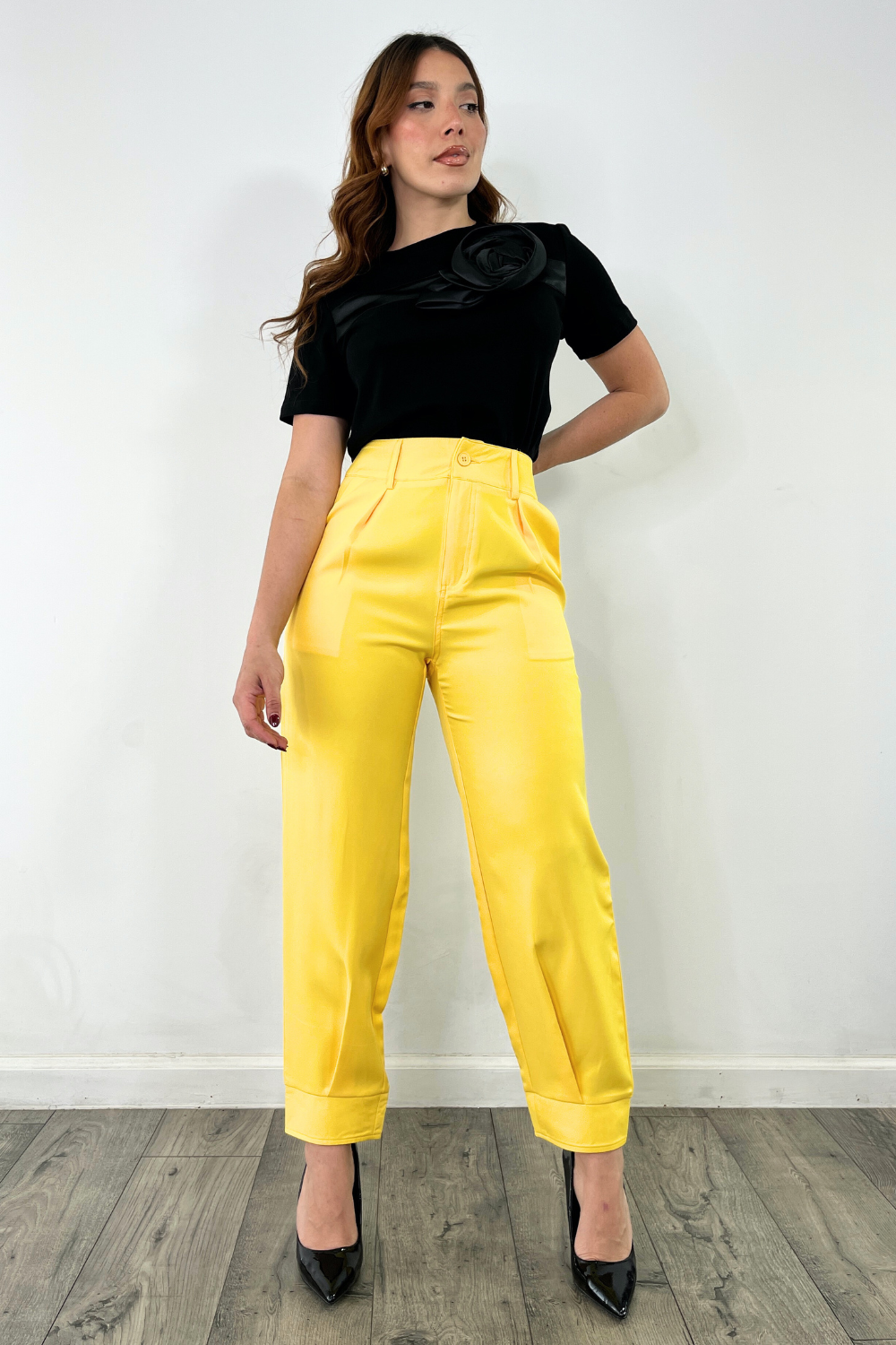 OP-4106 HIGH WAIST PLEATED BAGGY ANKLE LEGTH PANTS 6 PIECES 2/S 2/M 2/L