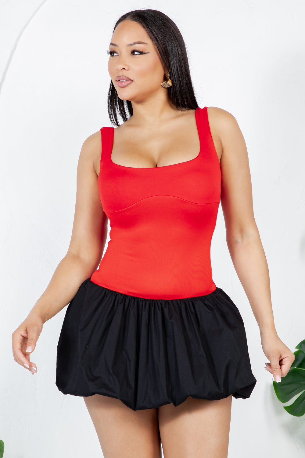 OP-0009 COLOR BLOCK BUBBLE SLEVELESS MINI DRESS PACKAGE OF 2/S 2/M 2/L