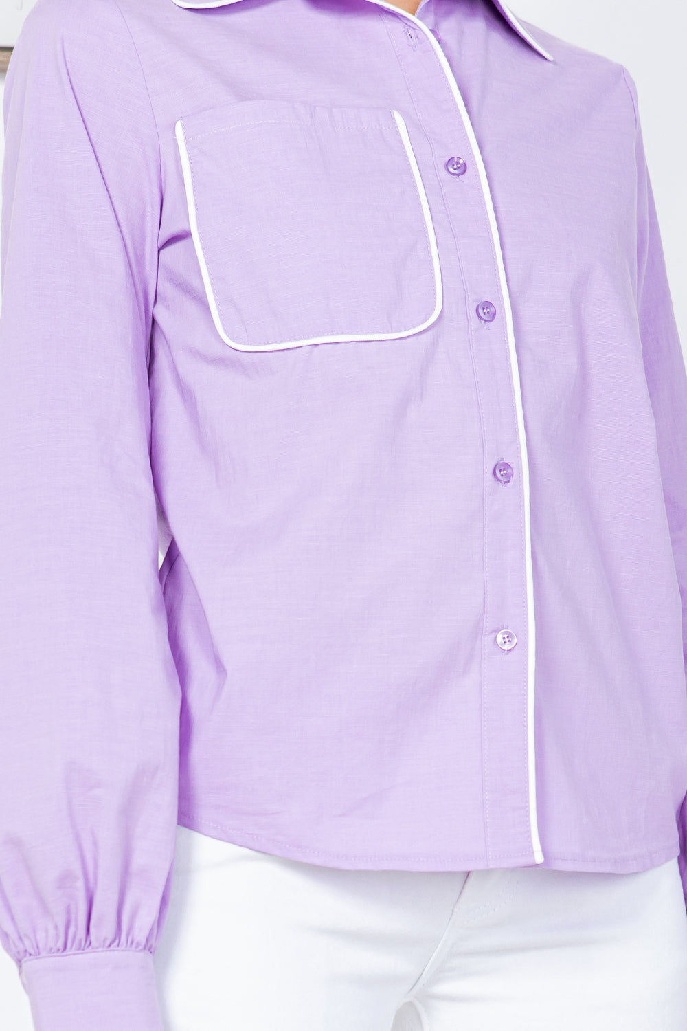 OP-4071 PIPING DETAIL BUTTON-UP SHIRT 6 PIECES 2/S 2/M 2/L