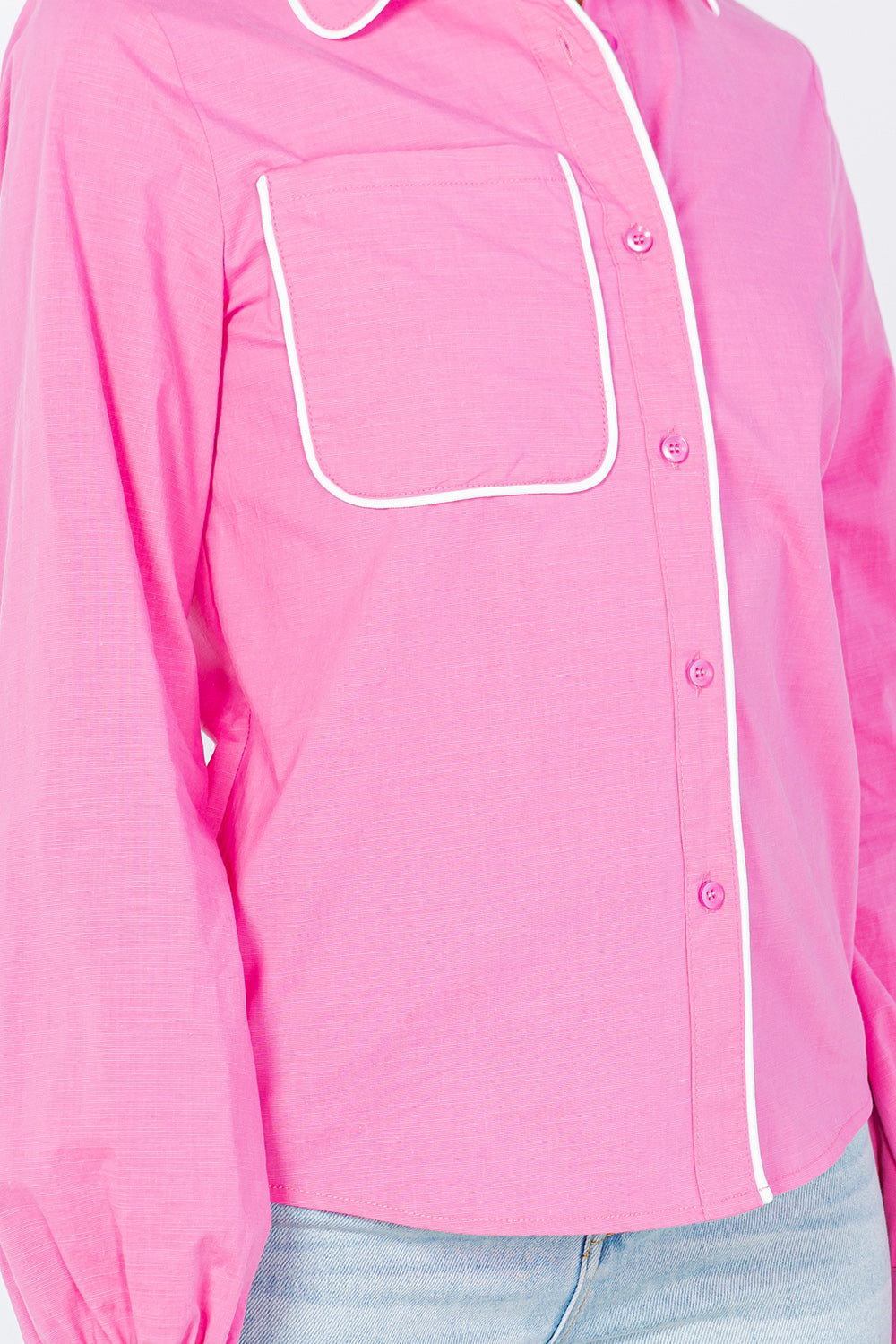 OP-4071 PIPING DETAIL BUTTON-UP SHIRT 6 PIECES 2/S 2/M 2/L