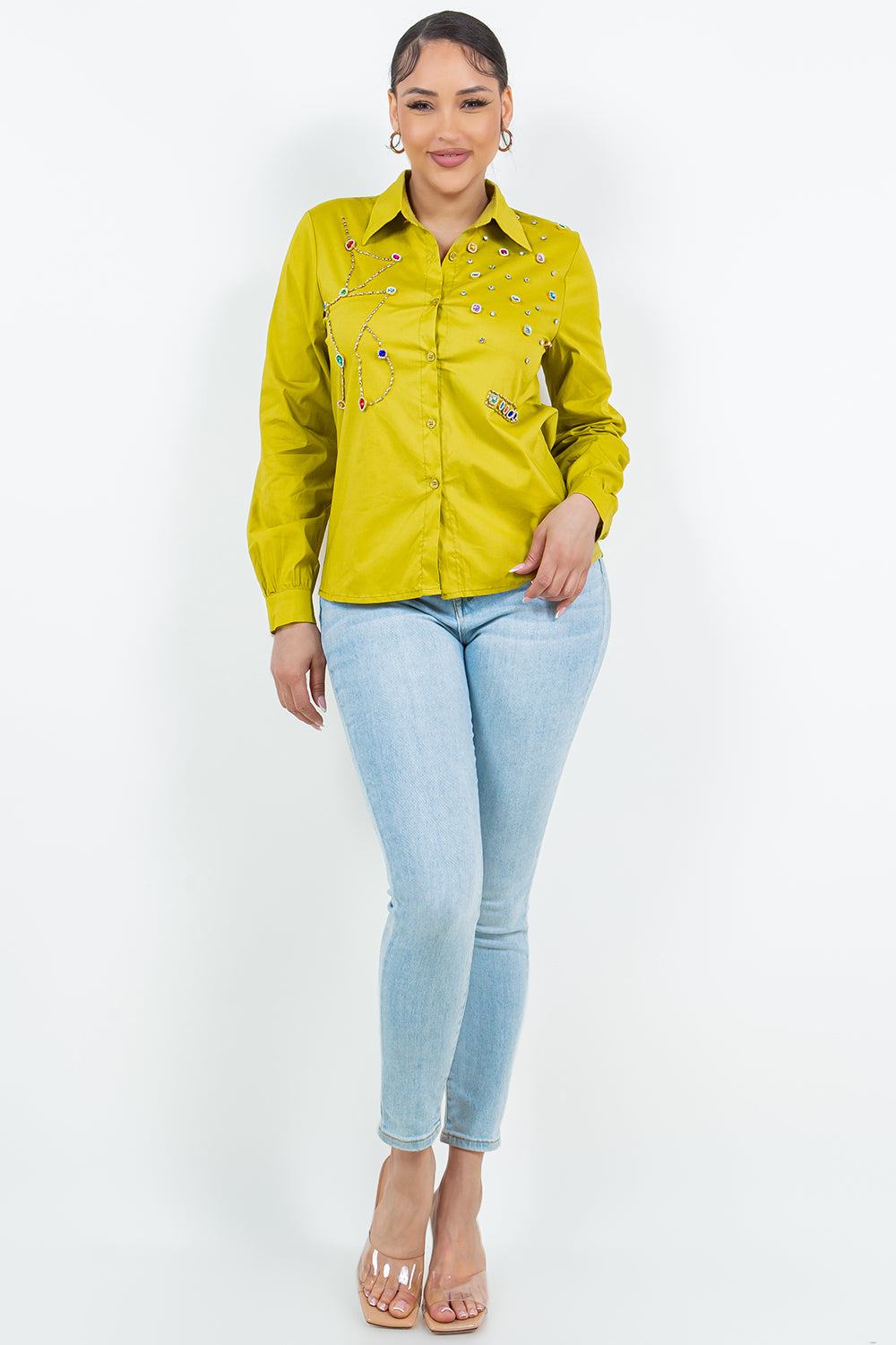 OP-240101 EMBELLISHED BUTTON UP SHIRT 6 PIECES 2/S 2/M 2/L
