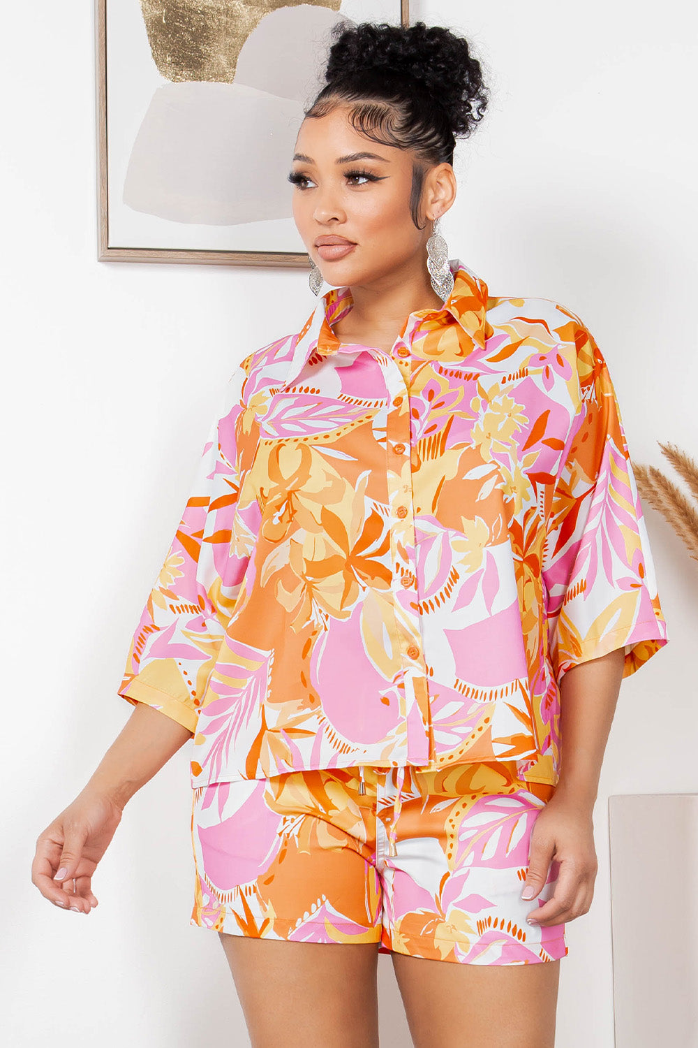 OP-4326 TROPICAL PRINT SHIRT AND SHORT SET 6 PIECES 2/S 2/M 2/L
