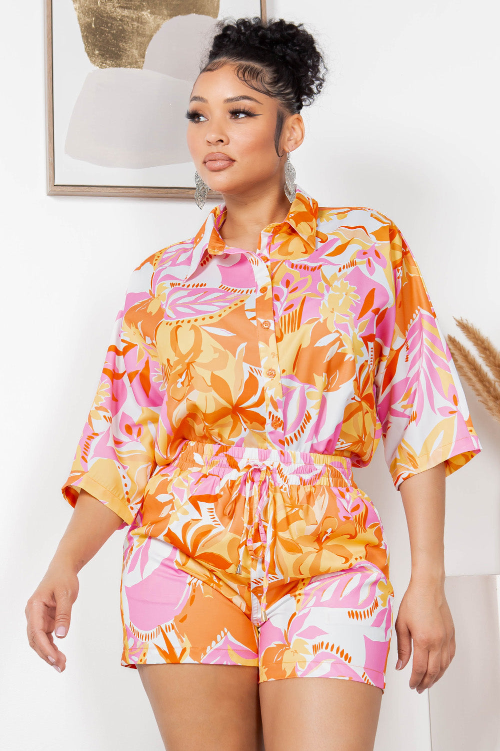 OP-4326 TROPICAL PRINT SHIRT AND SHORT SET 6 PIECES 2/S 2/M 2/L