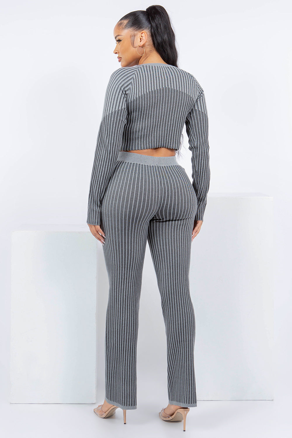OOPS-230611 RIBBED KNIT 2 PCS SET TOP AND PANTS 6 PIECES 2/S 2/M 2/L