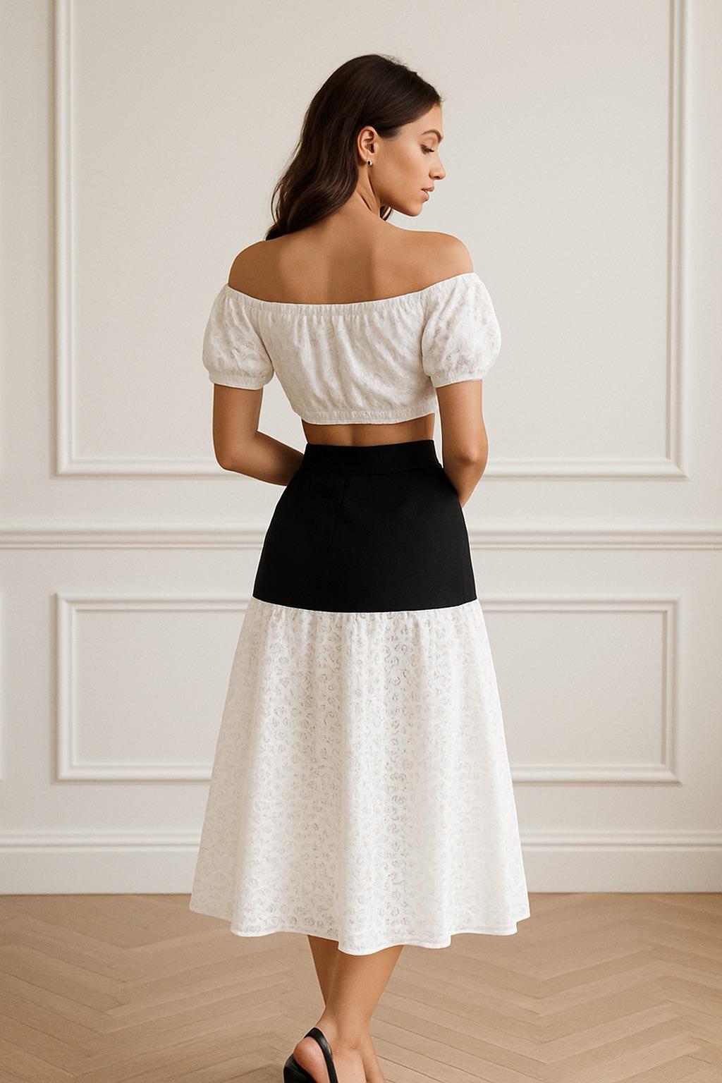 OP-0026 EYELET UNDER SHOULDER TOP 2 PIECES DENIM SET PACKAGE OF 2/S 2/M 2/L