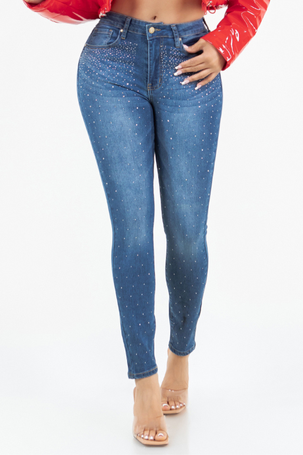 OP-910390 EMBELLISHED MID RISE SKINNY JEANS 12 PIECES PACKAGE