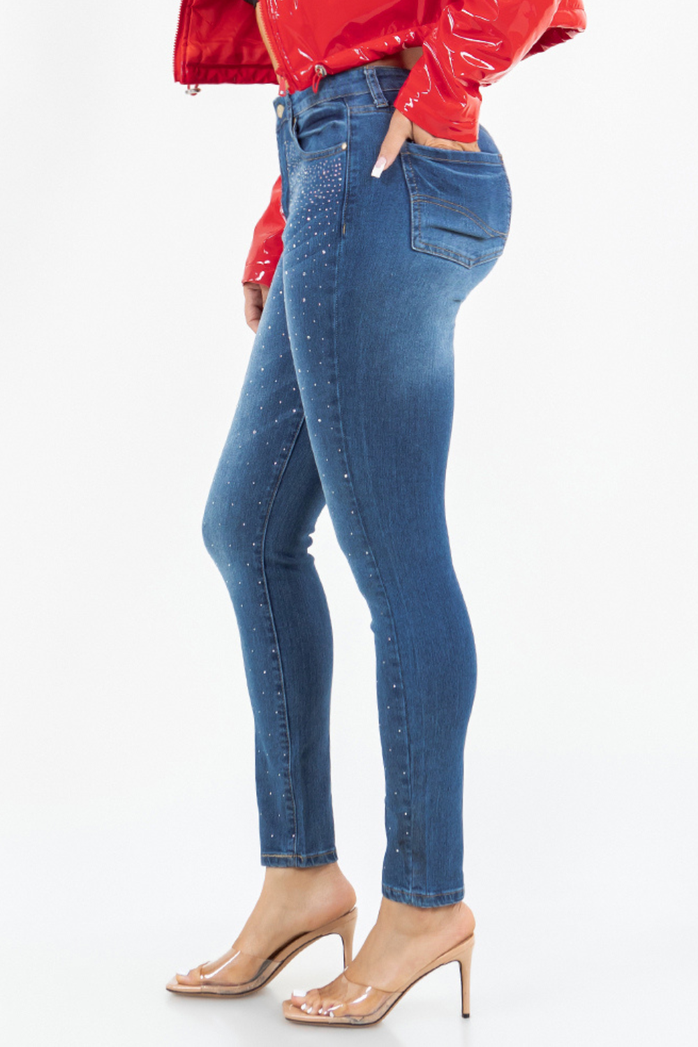 OP-910390 EMBELLISHED MID RISE SKINNY JEANS 12 PIECES PACKAGE