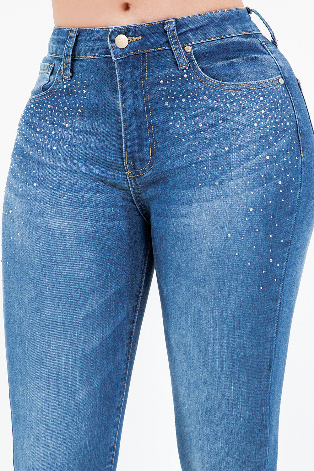 OP-910490 EMBELLISHED MID RISE SKINNY JEANS 12 PIECES PACKAGE
