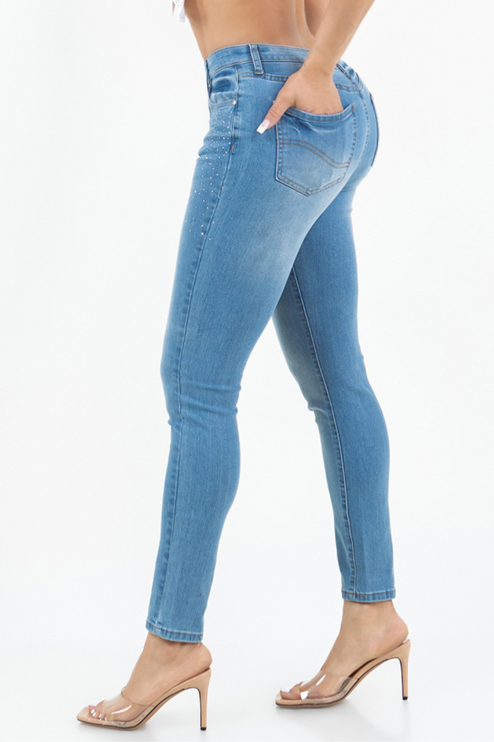 OP-910490 EMBELLISHED MID RISE SKINNY JEANS 12 PIECES PACKAGE