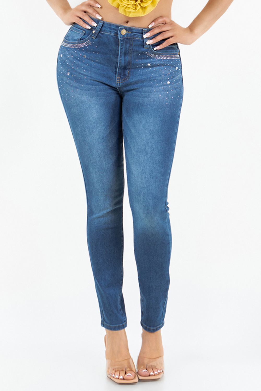 OP-910190 EMBELLISHED MID RISE SKINNY JEANS 12 PIECES PACKAGE