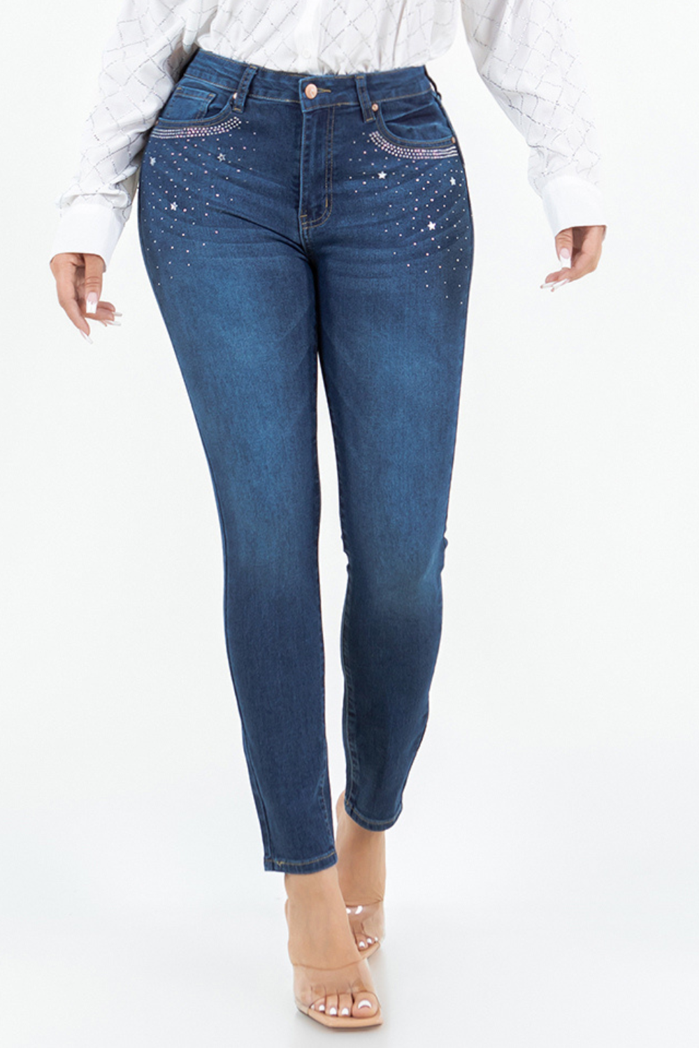 OP-910190 EMBELLISHED MID RISE SKINNY JEANS 12 PIECES PACKAGE
