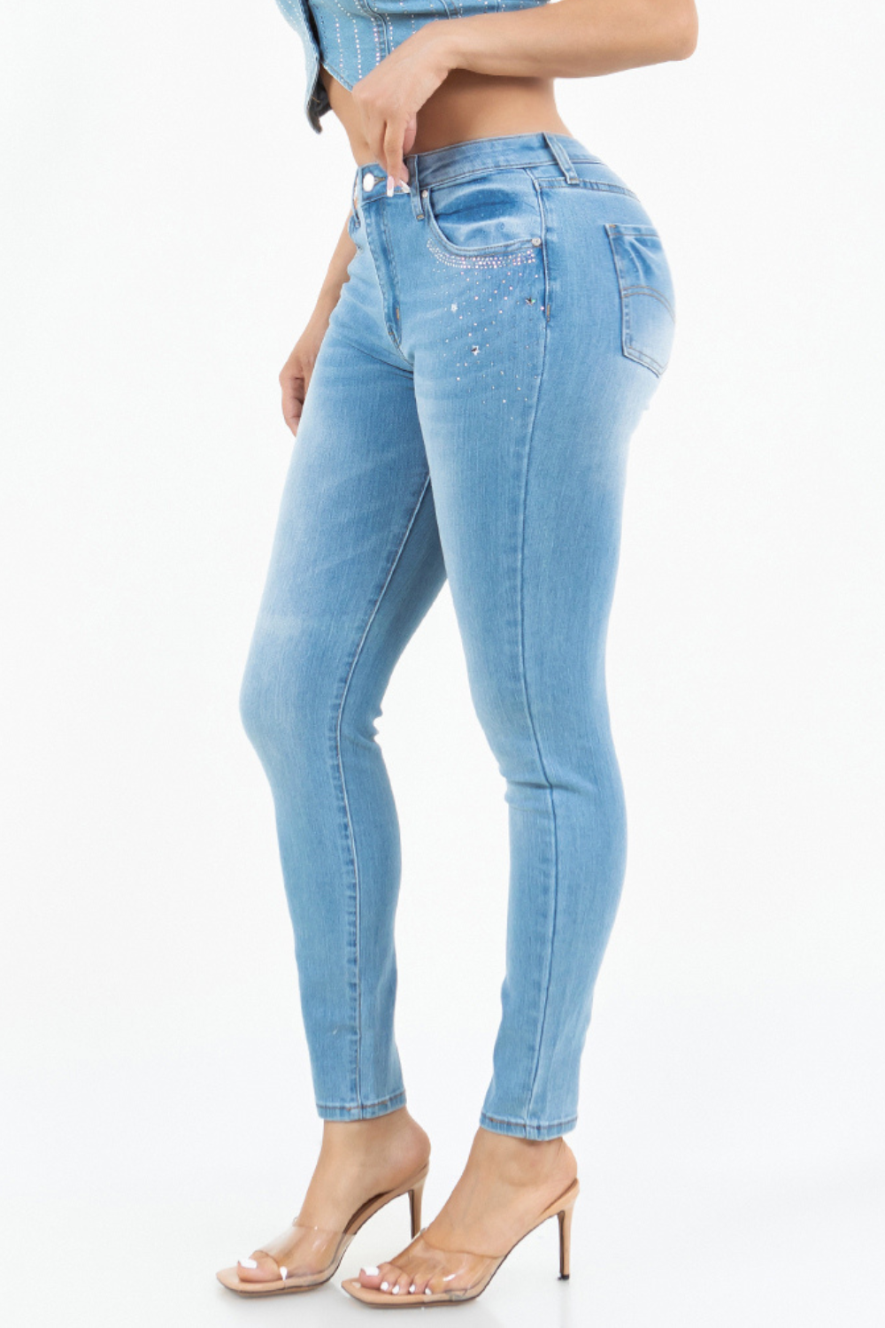 OP-910190 EMBELLISHED MID RISE SKINNY JEANS 12 PIECES PACKAGE