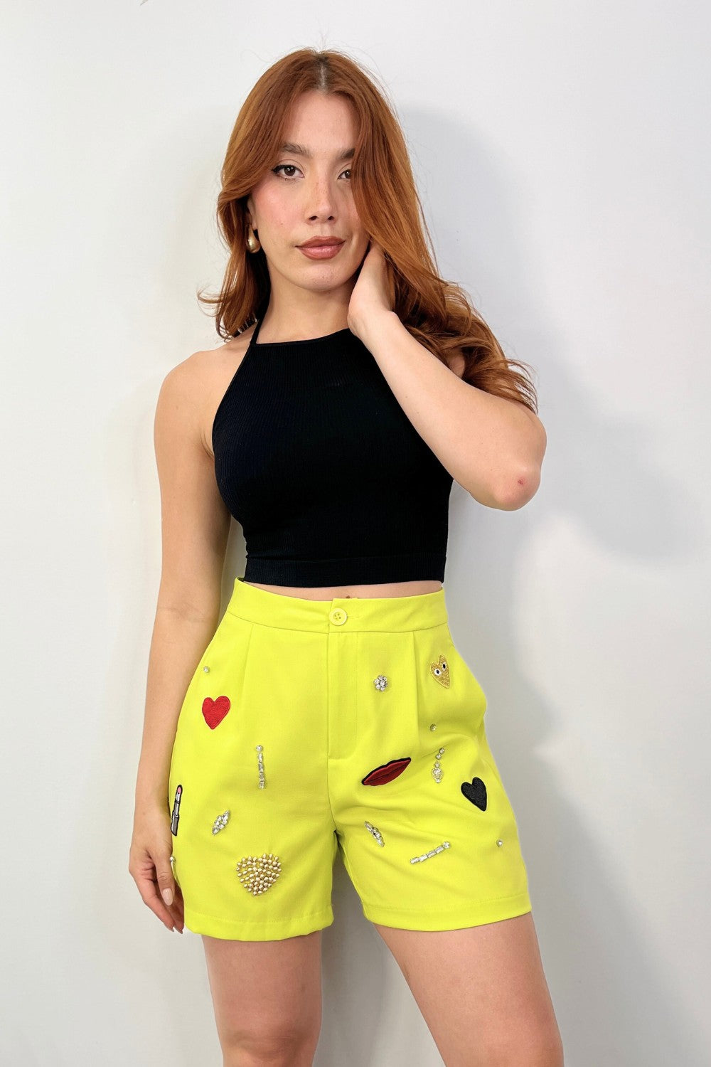 OP-24107B EMBELLISHED PATCH SHORTS 6 PIECES 2/S 2/M 2/L