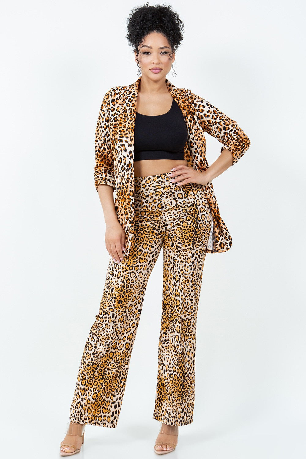 G-377 ANIMAL PRINT SET PANTS AND BLAZER 6 PIECES 2/S 2/M 2/L