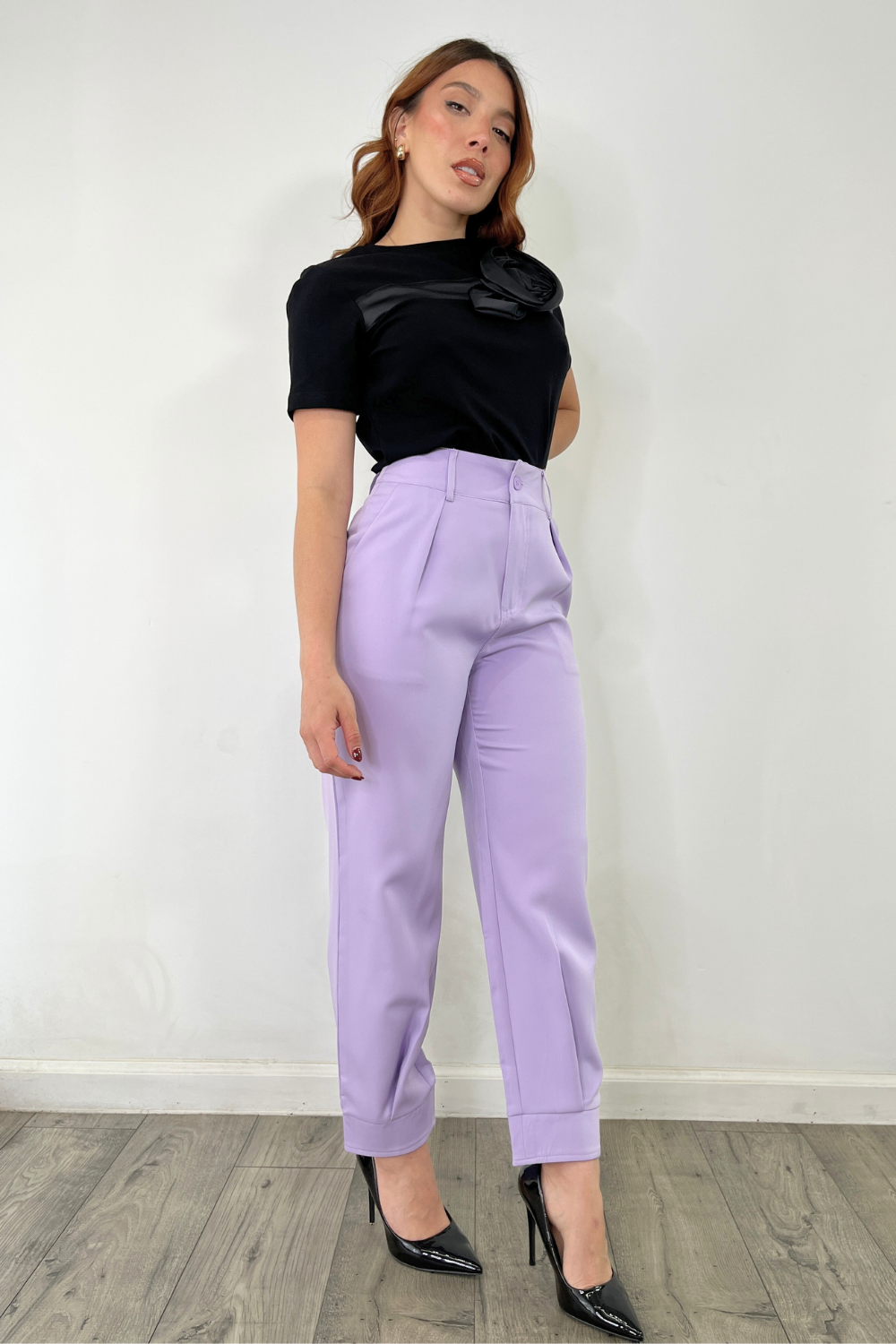 OP-4106 HIGH WAIST PLEATED BAGGY ANKLE LEGTH PANTS 6 PIECES 2/S 2/M 2/L