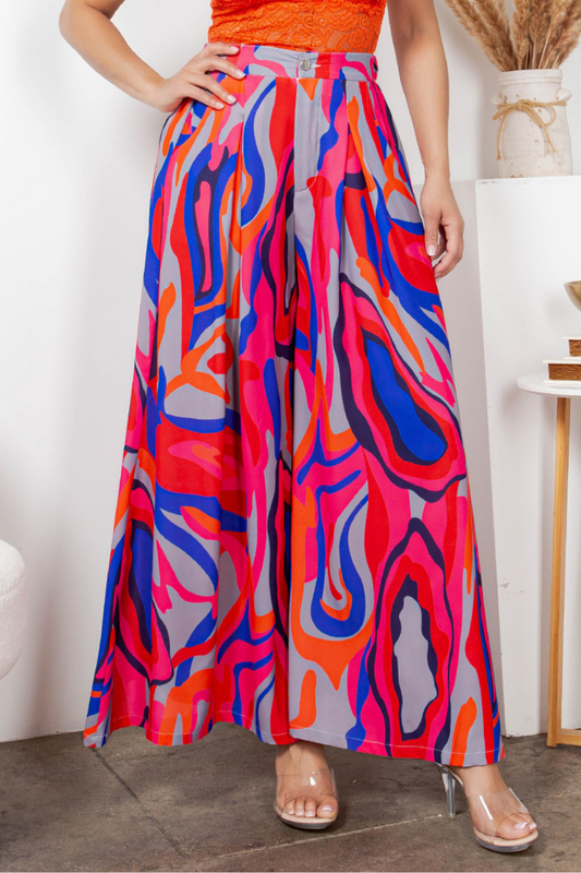 OP-4447 ABSTRACT PRINT WIDE LEG PANTS 6 PIECES 2/S 2/M 2/L