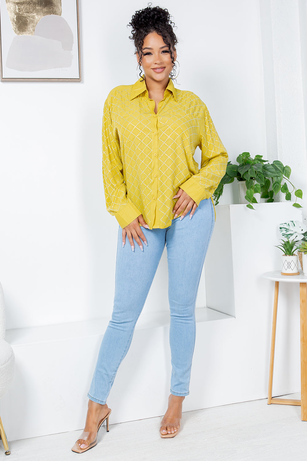 OP-240304 EMBELLISHED BUTTON UP OVERSIZE BLOUSE 6 PIECES 2/S 2/M 2/L