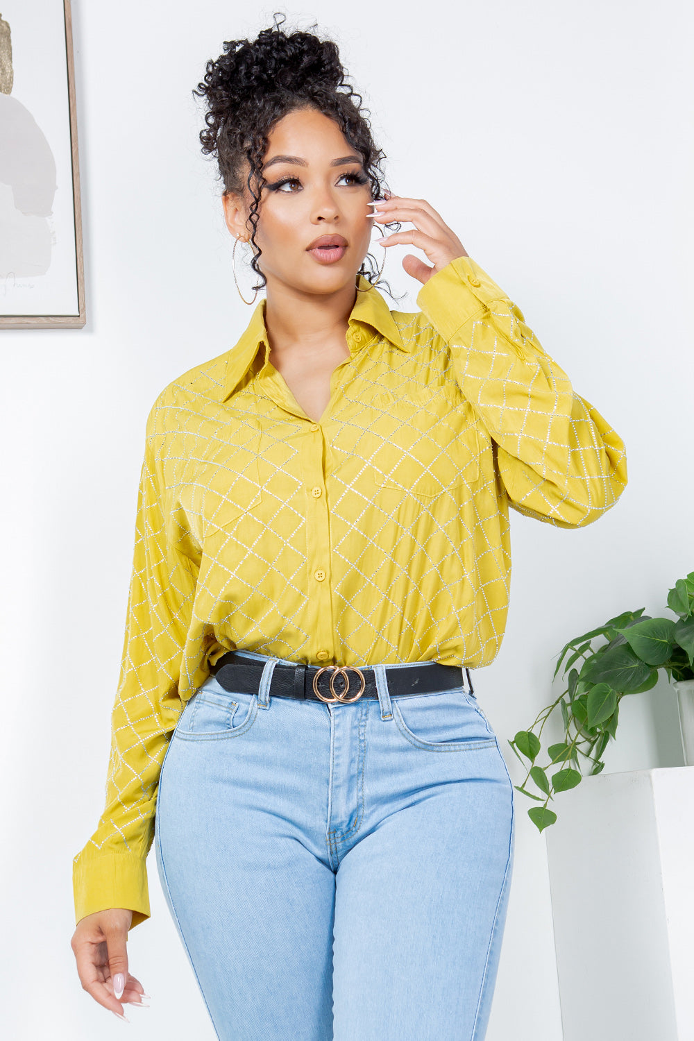 OP-240304 EMBELLISHED BUTTON UP OVERSIZE BLOUSE 6 PIECES 2/S 2/M 2/L