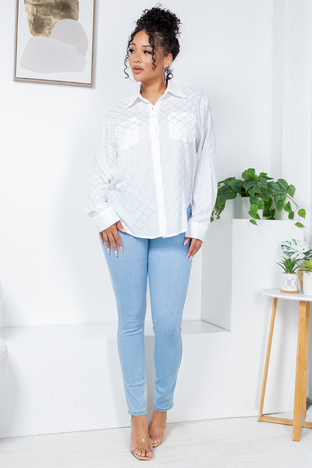 OP-240304 EMBELLISHED BUTTON UP OVERSIZE BLOUSE 6 PIECES 2/S 2/M 2/L