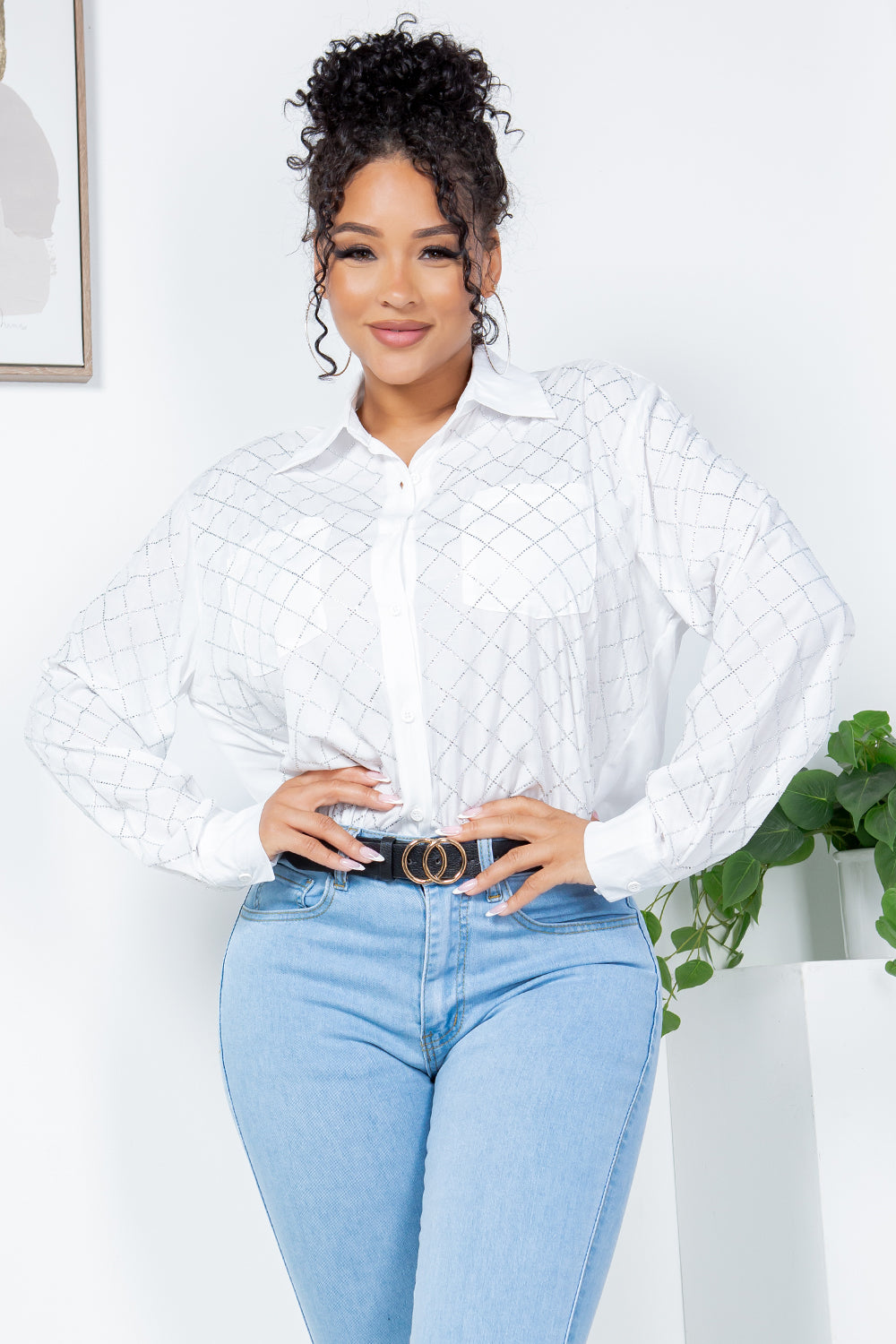 OP-240304 EMBELLISHED BUTTON UP OVERSIZE BLOUSE 6 PIECES 2/S 2/M 2/L