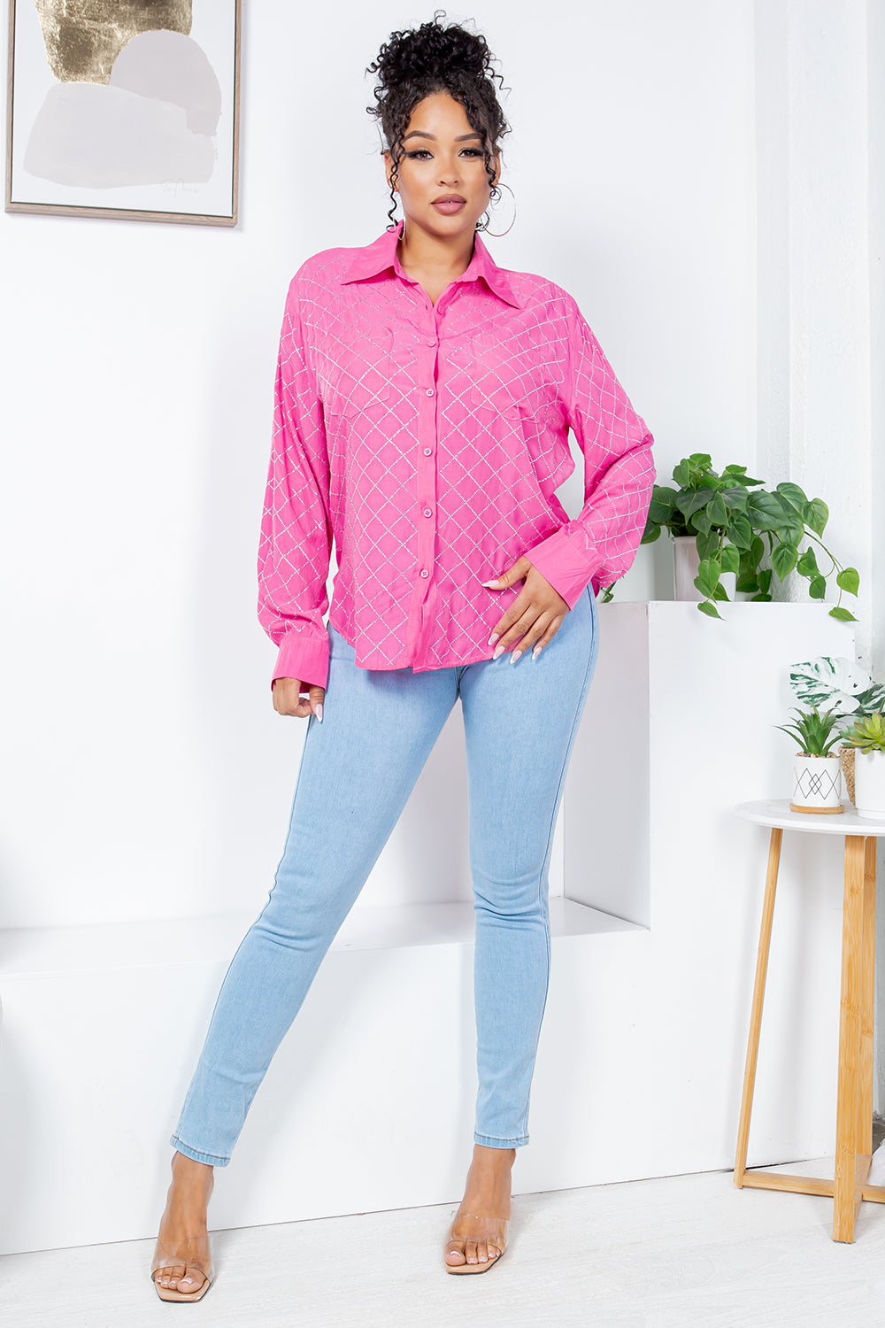 OP-240304 EMBELLISHED BUTTON UP OVERSIZE BLOUSE 6 PIECES 2/S 2/M 2/L