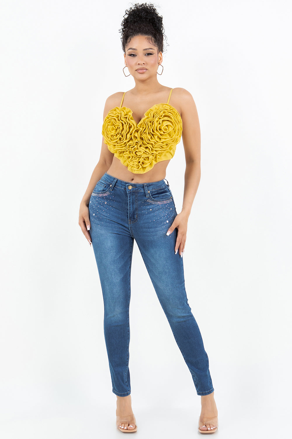 OP-910190 EMBELLISHED MID RISE SKINNY JEANS 12 PIECES PACKAGE