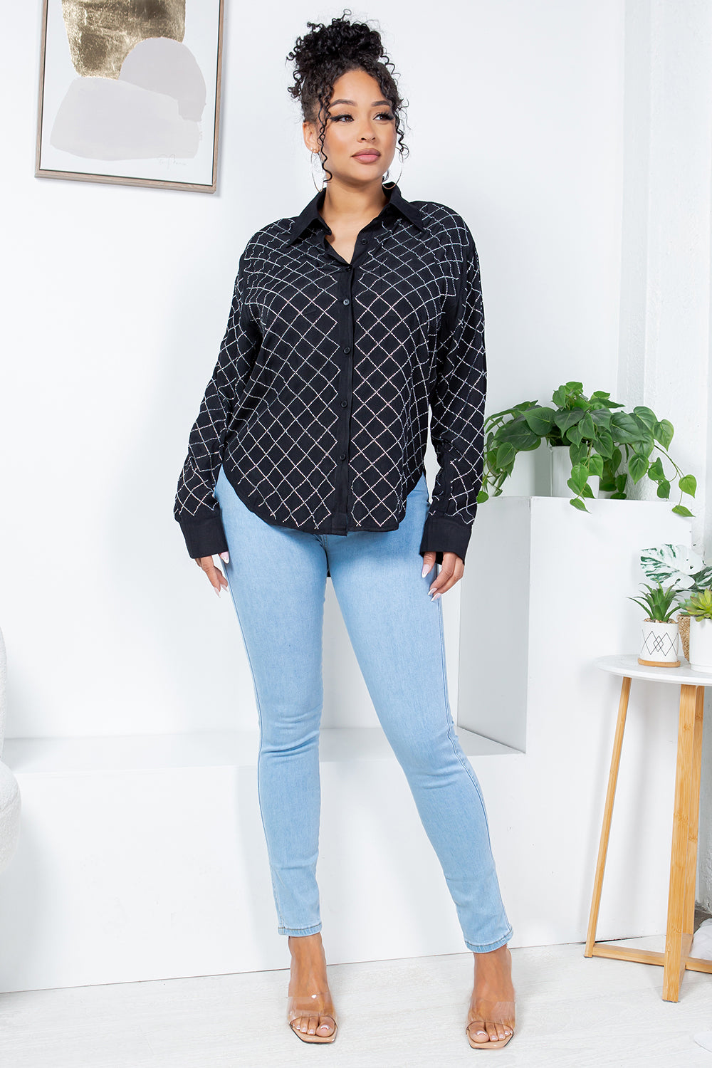 OP-240304 EMBELLISHED BUTTON UP OVERSIZE BLOUSE 6 PIECES 2/S 2/M 2/L