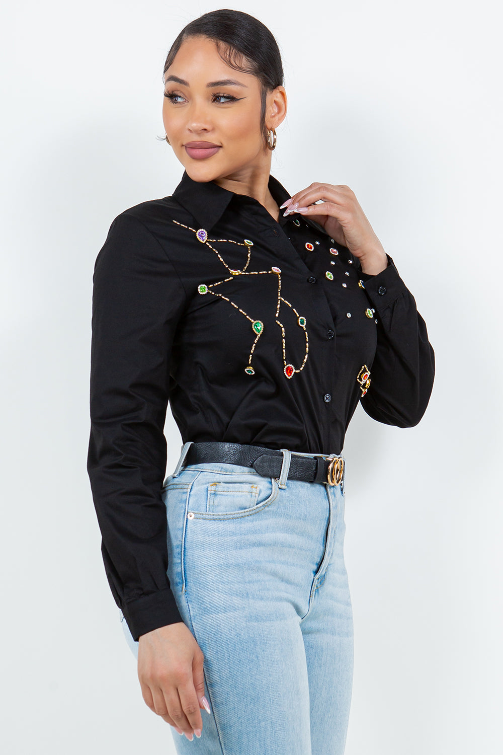 OP-240101 EMBELLISHED  BUTTON UP SHIRT 6 PIECES 2/S 2/M 2/L