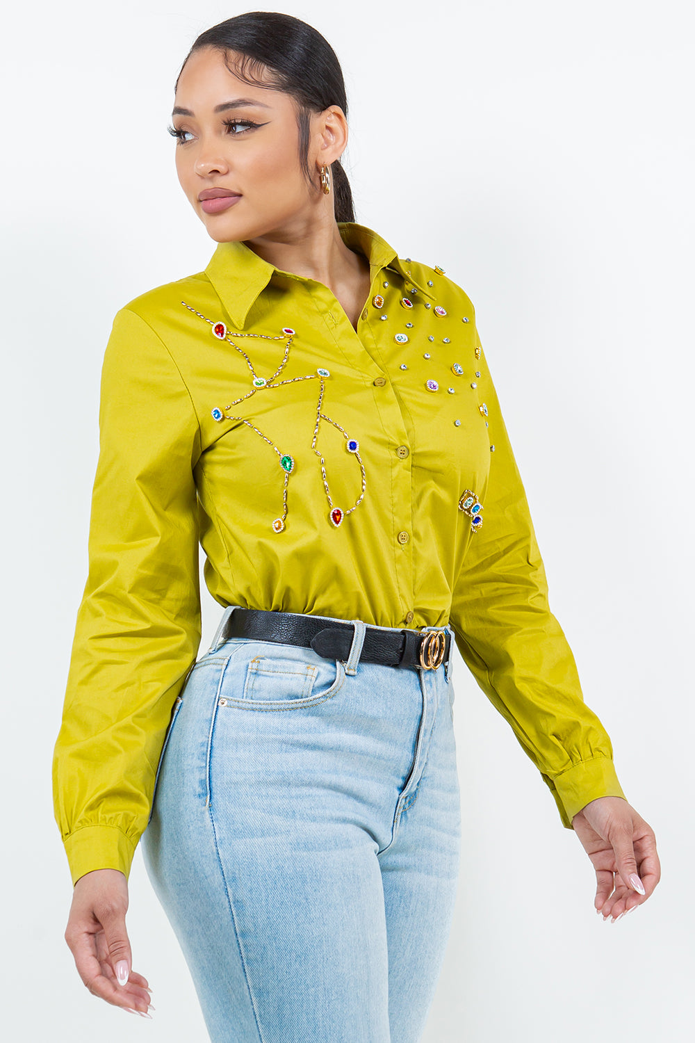 OP-240101 EMBELLISHED  BUTTON UP SHIRT 6 PIECES 2/S 2/M 2/L