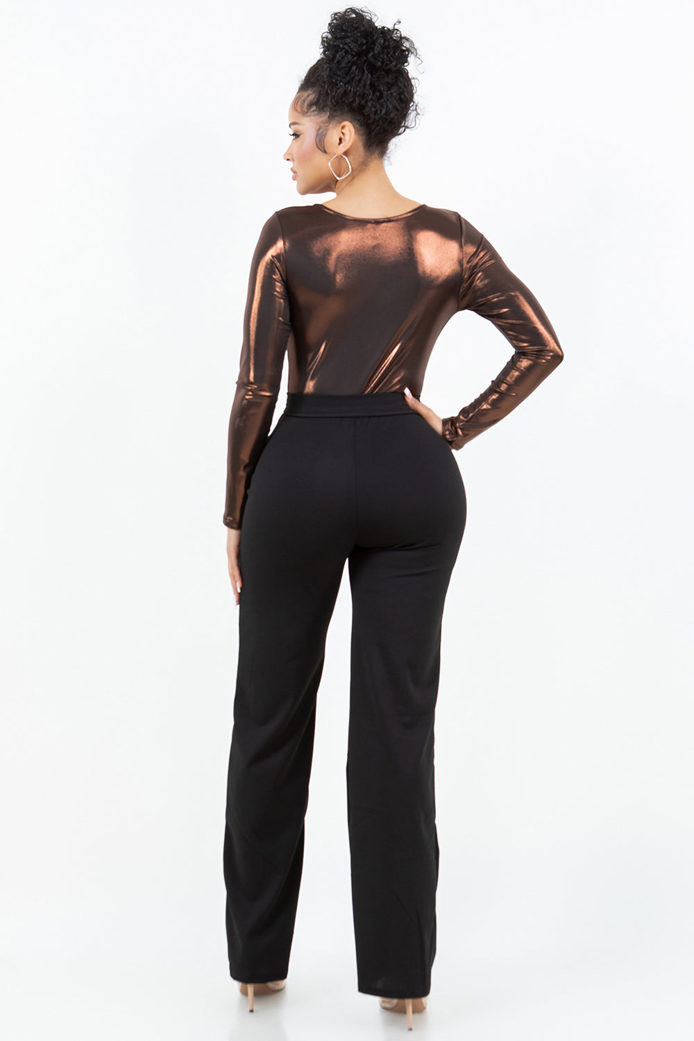 G-255 JUMPSUIT METALLIC TOP STRAIGHT LEG PANTS 6 PIECES 2/S 2/M 2/L