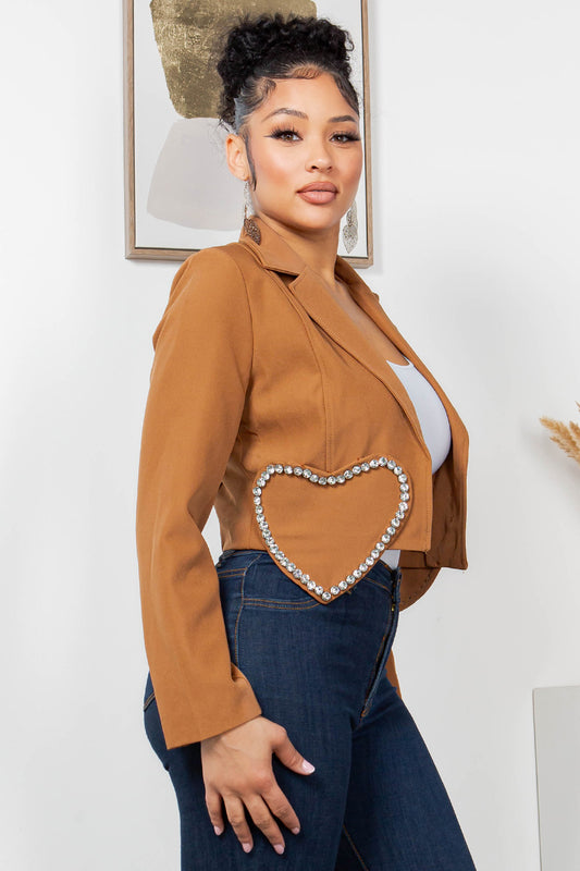 OP-3524 EMBELLISHED HEART SHAPE CROPPED BLAZER 6 PIECES 2/S 2/M 2/L