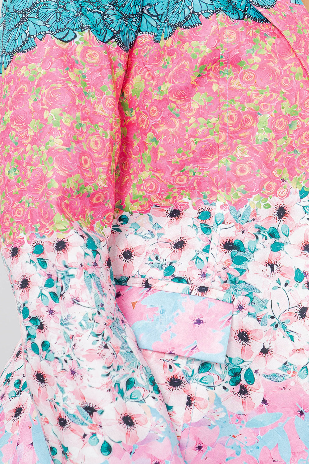OP-4461 COLOR BLOCK FLOWER PRINT BOYFRIEND BLAZER 6 PIECES 2/S 2/M 2/L