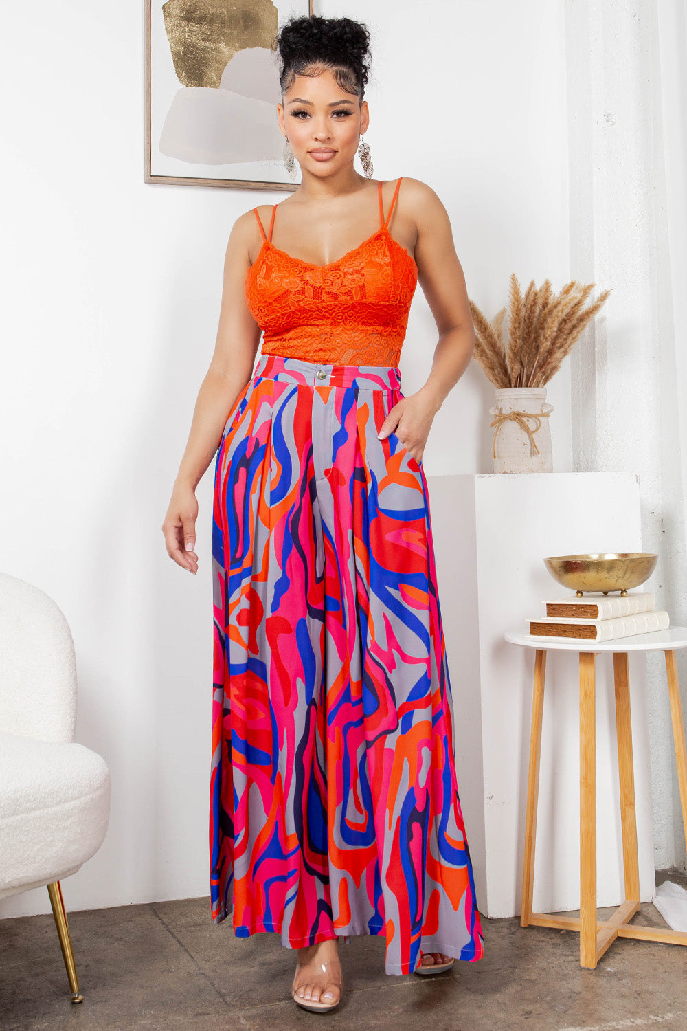 OP-4447 ABSTRACT PRINT WIDE LEG PANTS 6 PIECES 2/S 2/M 2/L