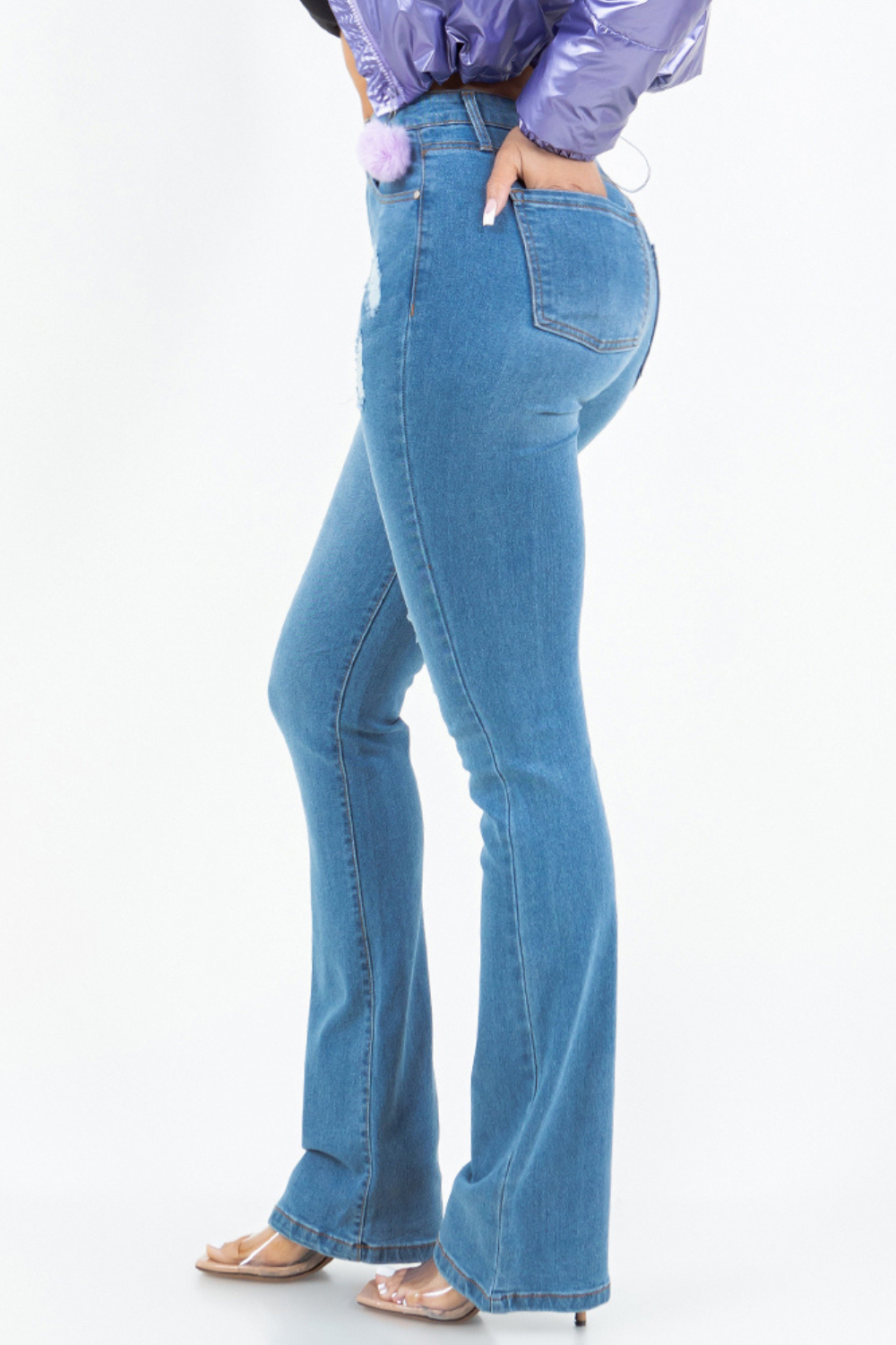 OP-3222 RIPPED HIGH RISE FLARE JEANS 12 PIECES PACKAGE