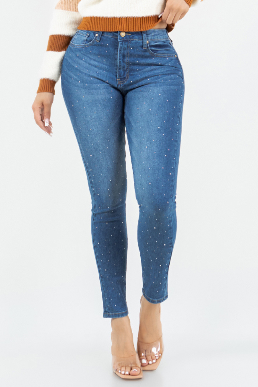 OP-910290 EMBELLISHED MID RISE SKINNY JEANS 12 PIECES PAKCAGE